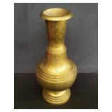 Etched brass vase