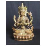 Vintage bronze Tibetan Chenrezig Buddha sculpture