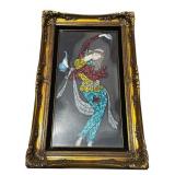 Framed vintage Persian style watercolor