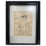 Framed signed ink on paper calligraphy style