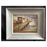 Signed framed oil on board