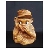 Vintage ceramic monkey cookie jar by Maurice of