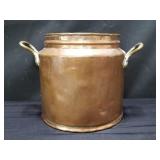 Vintage hand hammered copper pot with brass