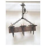 Spanish style iron and wood chandelier