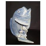 Vintage hand painted Koi porcelain vase