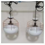 Pair of Roll & Hill copper tone metal and glass