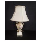 Vintage ceramic floral urn table lamp
