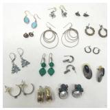 Group of assorted sterling silver earrings
