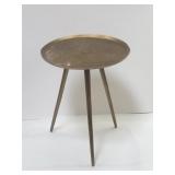 Brass tone aluminum round side table