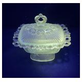 Vintage footed uranium glass candy dish