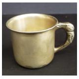 Antique sterling silver rabbit-handle baby cup