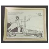 Framed first day of issue commemorative stamp