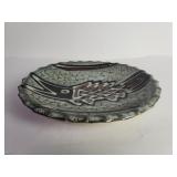 Vintage glazed fish pottery bowl