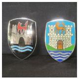 Pair of vintage Volkswagen metal and enamel