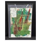 Framed signed abstract mixed media on paper