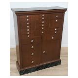 Antique oak & marble dental cabinet