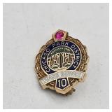 14k gold Chicago Park District service pin with
