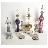 Six hand blown perfume bottles
