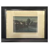 Framed Japanese woodblock print