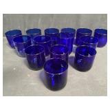 Group of cobalt blue tumblers