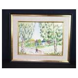 Signed, framed Holcomb watercolor painting