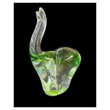 Hand blown glass elephant paperweight