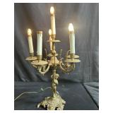 Antique brass candelabra table lamp
