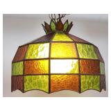 Vintage Tiffany-style stained glass swag lamp