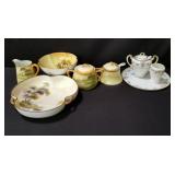 Group of vintage hand painted Nippon bowl, sugar