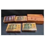 Group of musical boxes and cedar trinket box