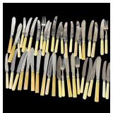 Lot of vintage Sheffield Bakelite forks & knifes