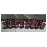 Group of Bohemia red cut glass tumblers