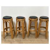Group of 4 mid century bentwood bar stools