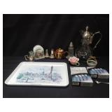 Box of misc. pitcher, teapot, salt & pepper