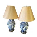Pair of vintage Asian ceramic table lamps