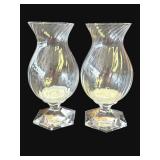 Pair of Val St. Lambert glass candle holders