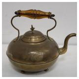 Antique brass footed tea kettle