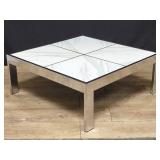 Post modern chrome coffee table with tile inserts