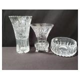 Group of crystal bowl and vase