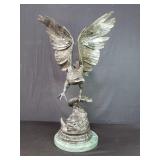 Signed J. Moigniez bronze eagle sculpture on
