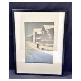 Framed Japanese woodblock print on rice paper