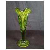 Victorian green glass vase