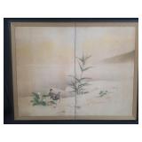 2 hand painted Asiam panel screen