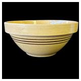 Antique yellow ware brown striped bowl