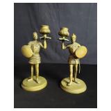 Pair of vintage brass knight candlesticks