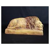Signed and dated sleeping lion composite figure