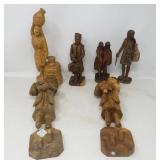 Group of carved wood figurines
