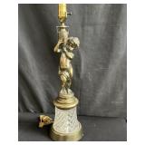 Vintage crystal and spelter figural table lamp