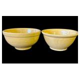 Pair of antique yellow ware bowls