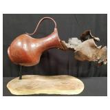 Vintage copper, iron and wood art sculpture
